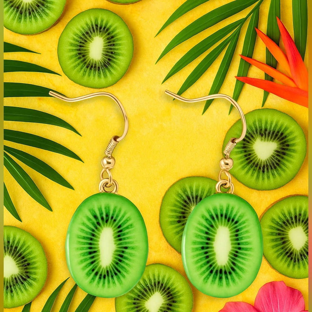Green Kiwi Slice Earrings